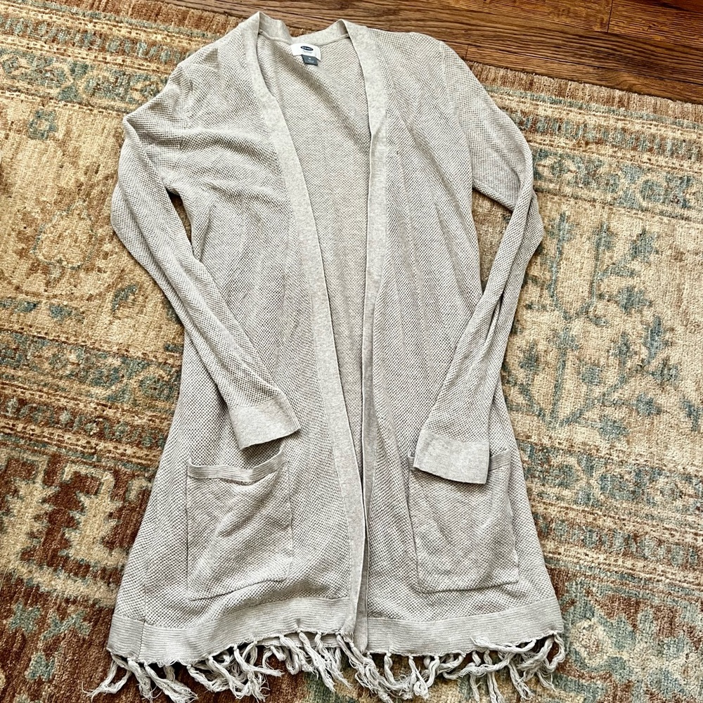 Old Navy lightweight long cardigan with fringe